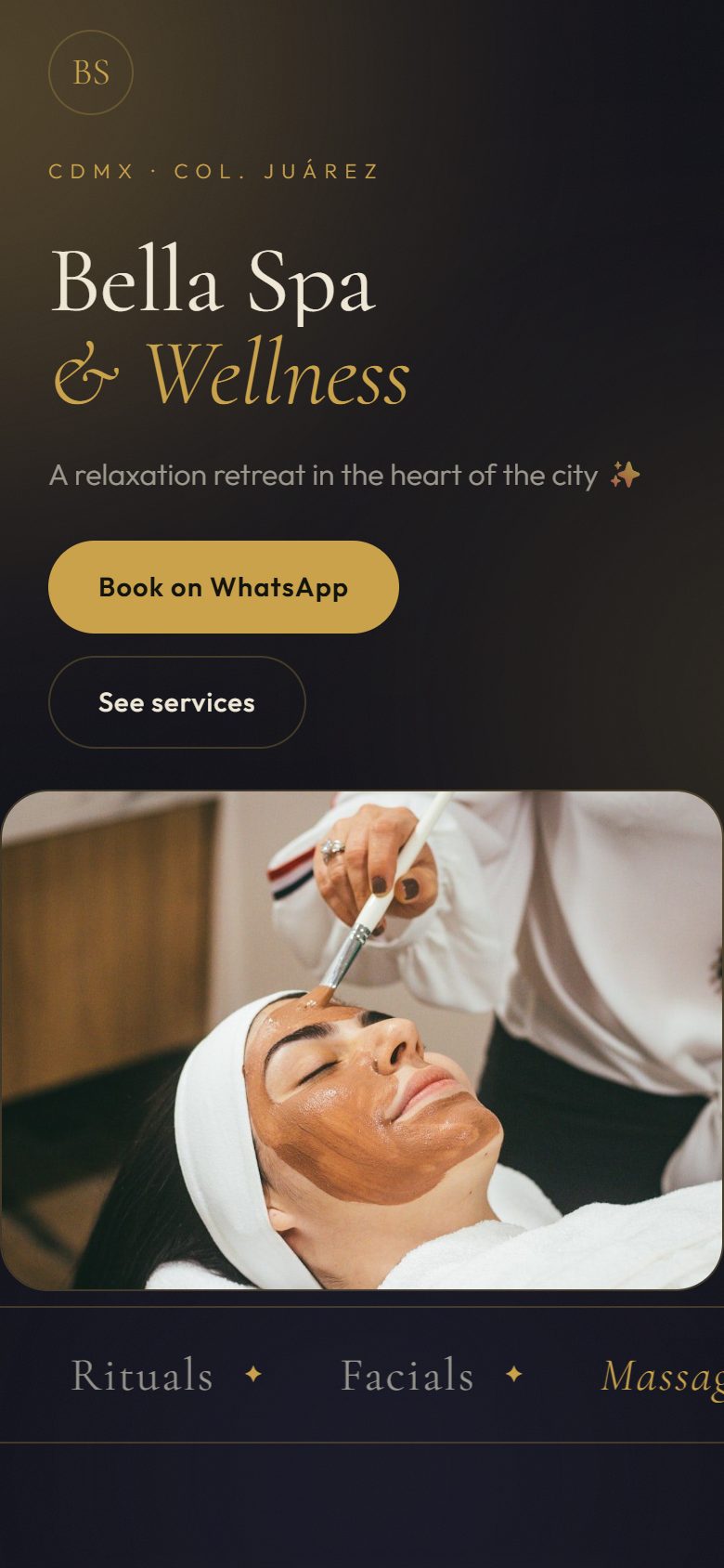 Bella Spa — a real HMU Link digital card