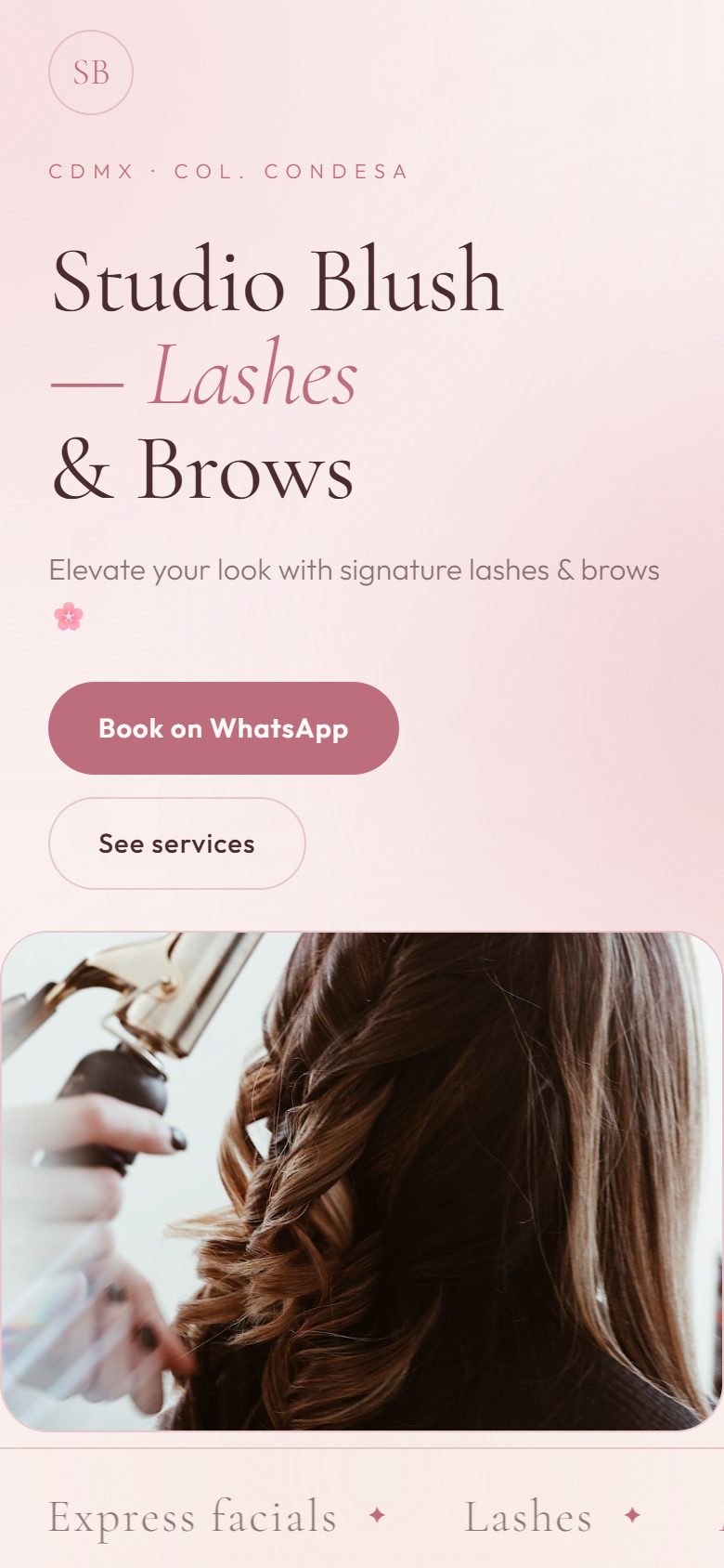 Studio Blush — a real HMU Link digital card
