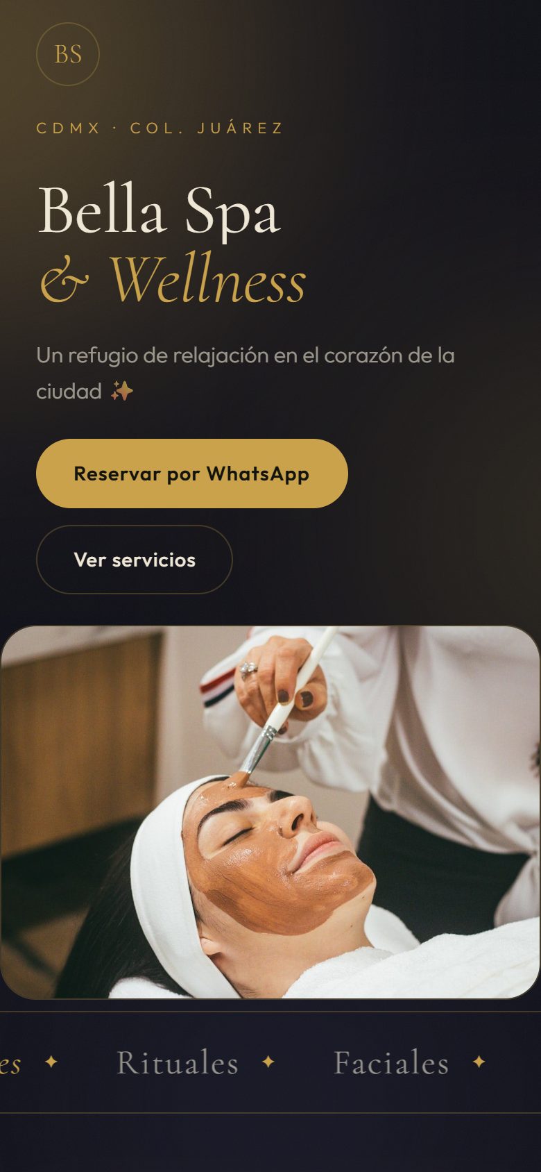 Bella Spa — una tarjeta digital real de HMU Link