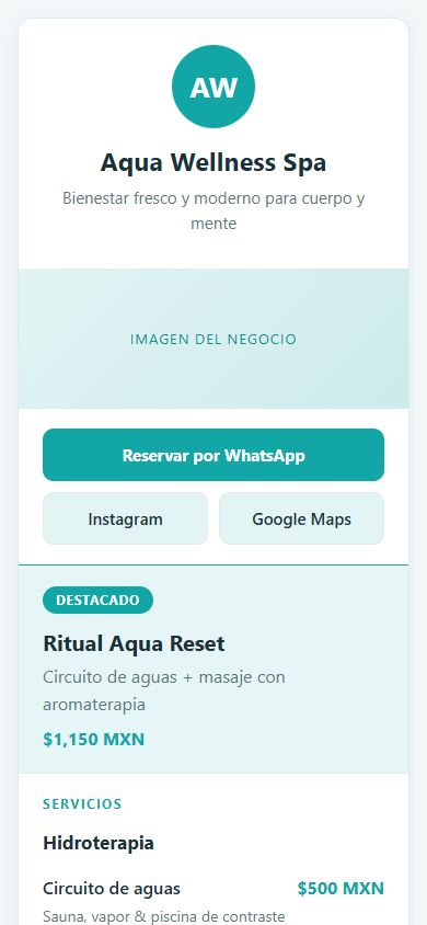 Real screenshot of the Aqua Wellness demo, Aqua Clean style