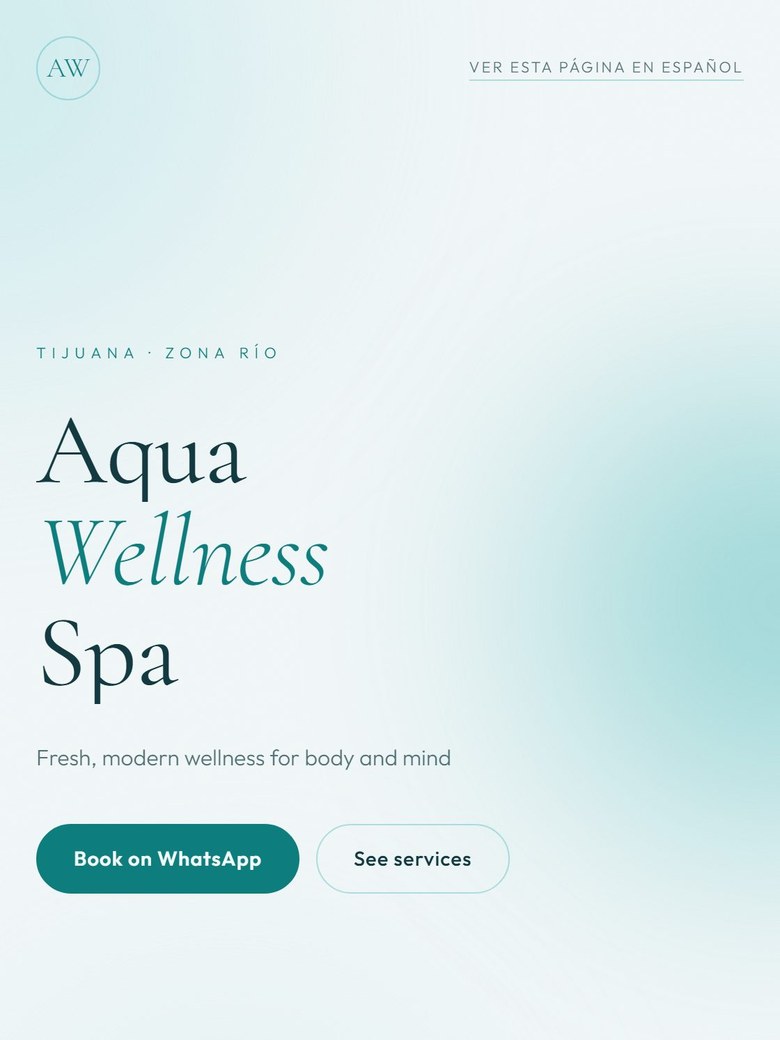 Real screenshot of the Aqua Wellness demo, Aqua Clean style