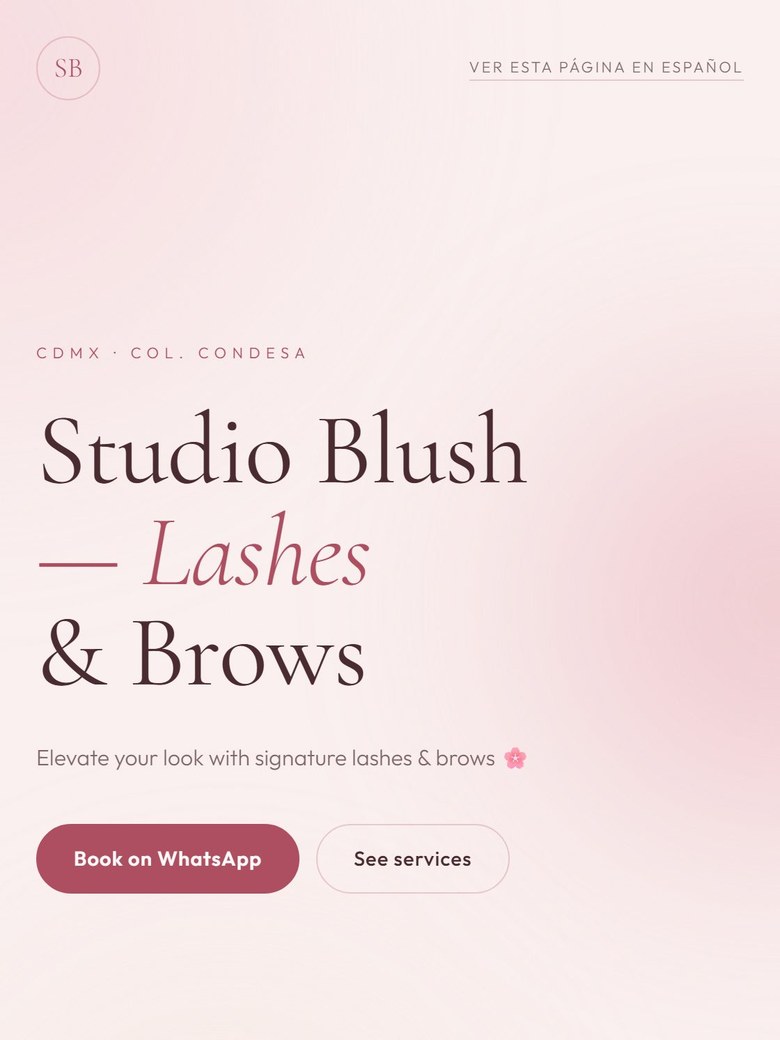 Real screenshot of the Studio Blush demo, Soft Blush style